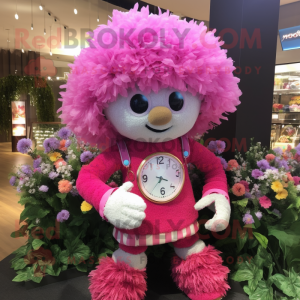 Pink Bouquet Of Flowers mascot costume character dressed with a Playsuit and Bracelet watches