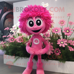 Pink Bouquet Of Flowers mascot costume character dressed with a Playsuit and Bracelet watches