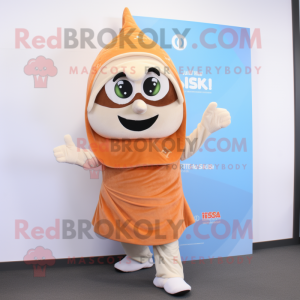 Beige Tikka Masala mascot costume character dressed with a Shorts and Mittens