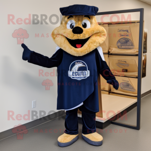 Navy Pizza Slice mascot costume character dressed with a Hoodie and Cummerbunds