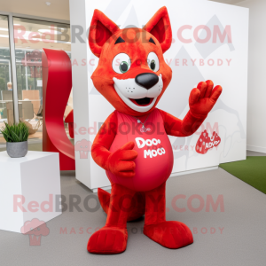 Röd Dingo maskot kostym...
