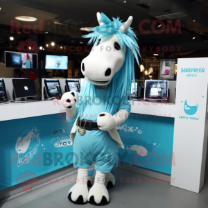 Cyan Quagga maskot kostume...