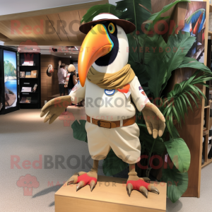 Beige Toucan maskot kostume...