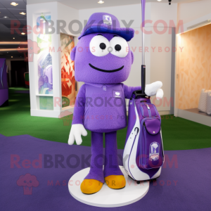 Lila Golf Bag maskot kostym...