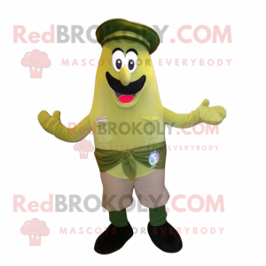 Olive Jambalaya mascot costume character dressed with a Cargo Pants and Bow ties