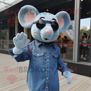 Sky Blue Mouse maskot drakt...