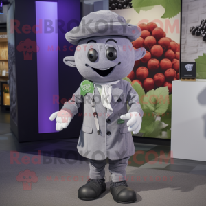 Grå Grape maskot kostume...