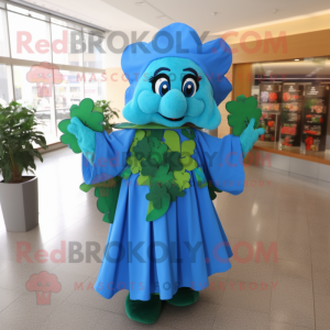 Blue Bunch Of Shamrocks mascot costume character dressed with a Blouse and Scarf clips