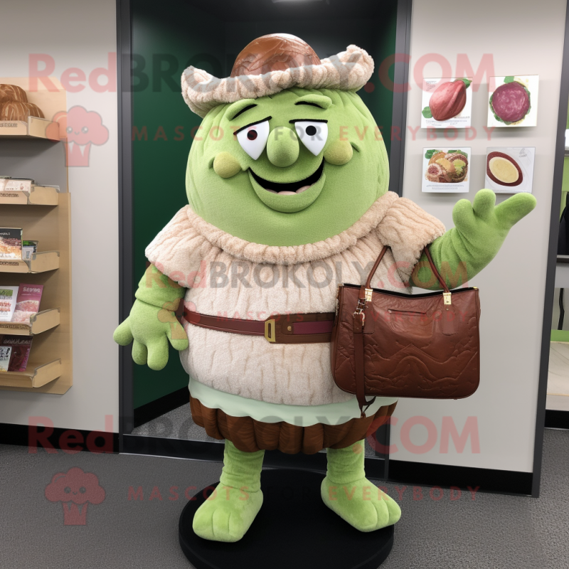 Rust Corned Beef And Cabbage mascot costume character dressed with a Sweater and Handbags