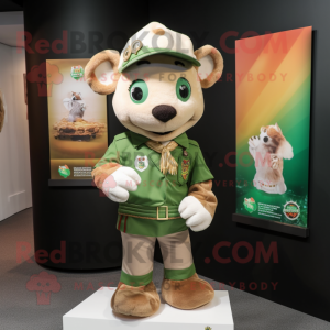 Tan Irish Flag mascot costume character dressed with a Vest and Brooches