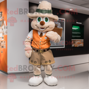Tan Irish Flag mascot costume character dressed with a Vest and Brooches