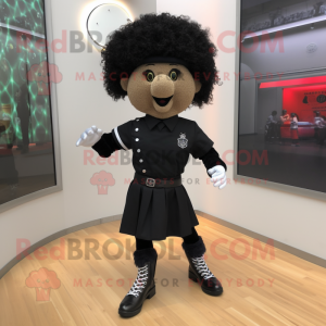 Black Irish Dancing Shoes mascot costume character dressed with a V-Neck Tee and Berets