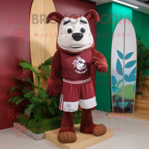 Maroon Irish Flag mascot costume character dressed with a Board Shorts and Ties