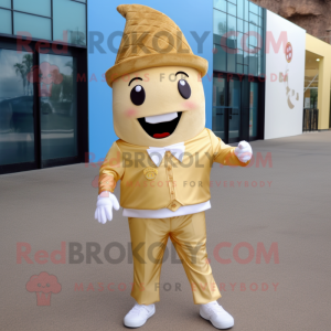 Gold Ice Cream Cone maskot...