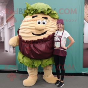 Brown Corned Beef And Cabbage mascot costume character dressed with a Leggings and Suspenders