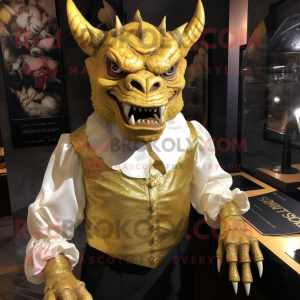 Guld Gargoyle maskot kostym...