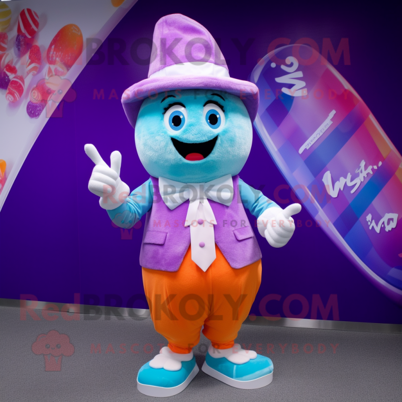 nan Candy Box mascot costume character dressed with a V-Neck Tee and Hat pins