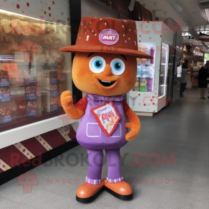 nan Candy Box mascot costume character dressed with a V-Neck Tee and Hat pins