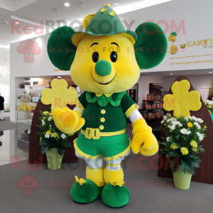 Yellow Bunch Of Shamrocks mascot costume character dressed with a Polo Tee and Cummerbunds