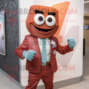 Rust Ice mascot costume character dressed with a Blazer and Bracelet watches