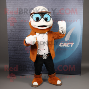 Rust Ice mascot costume character dressed with a Blazer and Bracelet watches