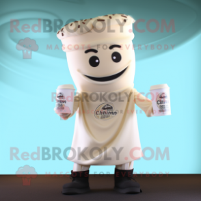Cream Pho mascot costume character dressed with a Leggings and Cufflinks