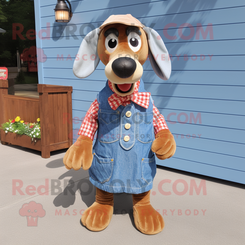 nan Hot Dogs mascot costume character dressed with a Chambray Shirt and Bow ties