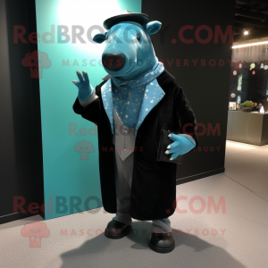 Cyan Tapir maskot kostume...