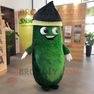 Forest Green Sushi mascot costume character dressed with a Pencil Skirt and Earrings