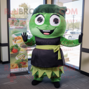 Forest Green Sushi mascot costume character dressed with a Pencil Skirt and Earrings