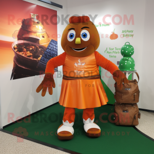 Rust Irish Dancing Shoes mascot costume character dressed with a Turtleneck and Tote bags