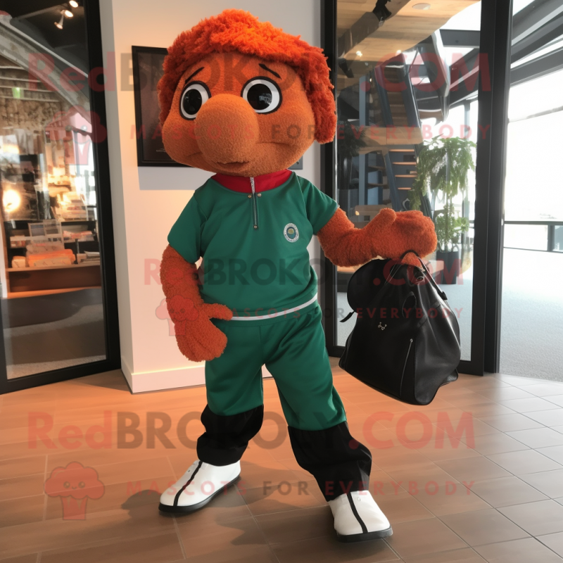 Rust Irish Dancing Shoes mascot costume character dressed with a Turtleneck and Tote bags