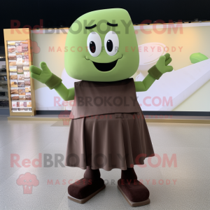 Olive Chocolate Bar mascot costume character dressed with a Dress and Foot pads