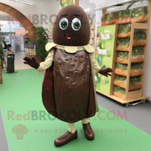 Olive Chocolate Bar mascot costume character dressed with a Dress and Foot pads