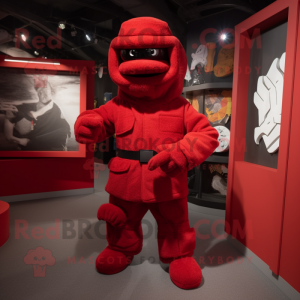 Rød Commando maskot kostume...