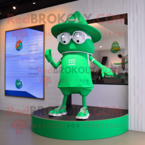 Green Bracelet mascot costume character dressed with a Bikini and Caps