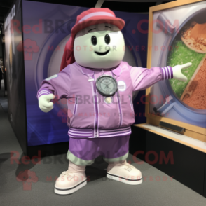 Lavender Corned Beef And Cabbage mascot costume character dressed with a Bomber Jacket and Bracelet watches