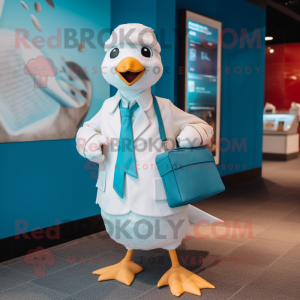 Cyan Seagull maskot kostume...