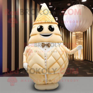 Beige Ice Cream Cone maskot...