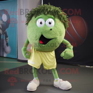 Green Meatballs mascot costume character dressed with a Shorts and Anklets