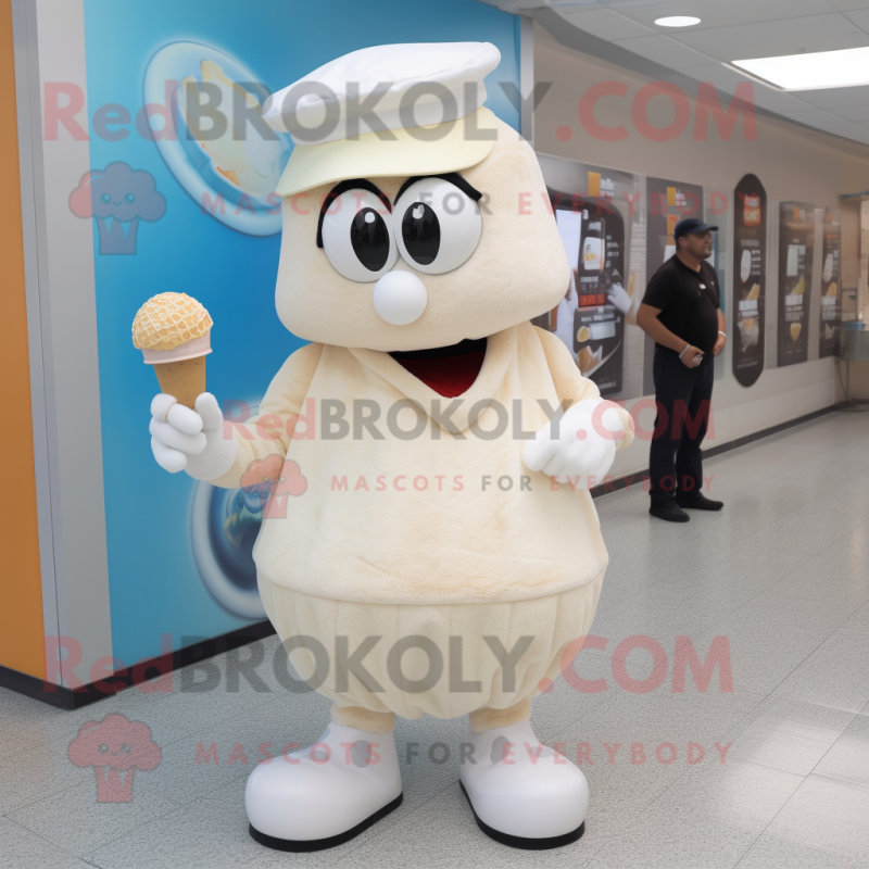 Cream Ice mascot costume character dressed with a Shorts and Hats