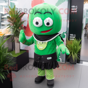 Green Miso Soup mascot costume character dressed with a Swimwear and Gloves