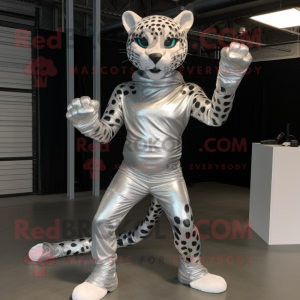 Silver Jaguar maskot kostym...