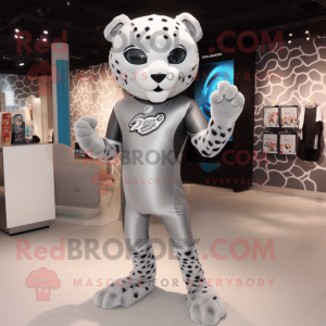 Sølv Jaguar maskot kostume...