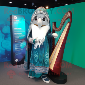 nan Celtic Harp mascot costume character dressed with a Long Sleeve Tee and Scarves