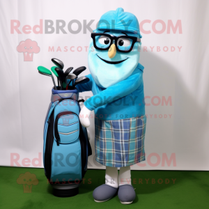 Cyaan golftas mascotte...