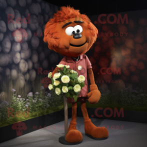 Rust Bouquet Of Flowers mascot costume character dressed with a Polo Tee and Cufflinks