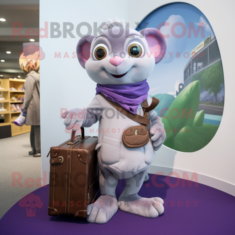 Lavender Dormouse mascot costume character dressed with a Turtleneck and Briefcases