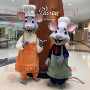 Peach Ratatouille mascot costume character dressed with a Evening Gown and Pocket squares