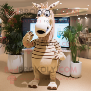 Beige Quagga maskot kostume...